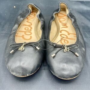 Sam Edelman Felicia Leather Bow Detail Ballet Flats, Women’s 7.5 M Black A4085L1